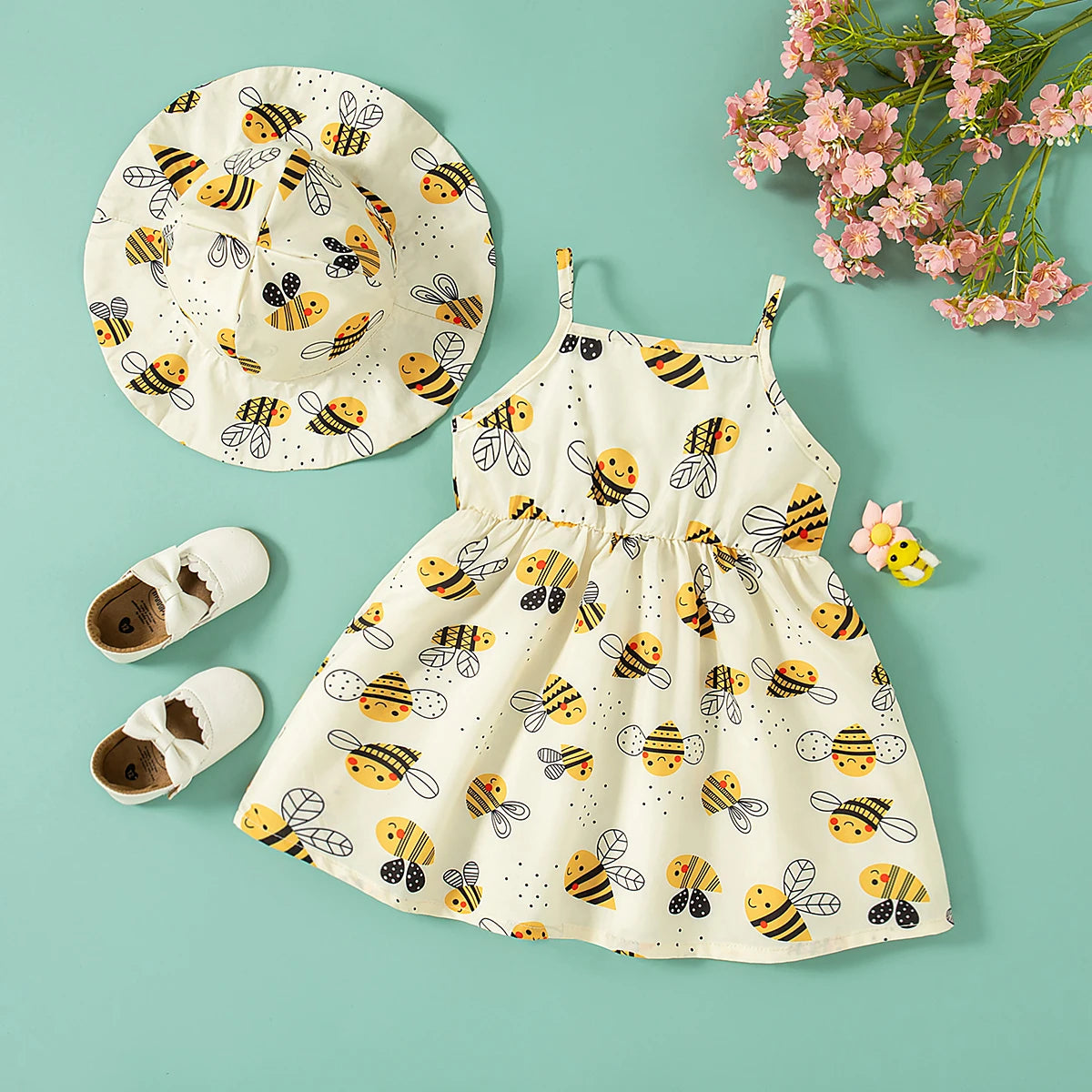 Conjunto Abelhinha – Vestido e Chapéu de Verão