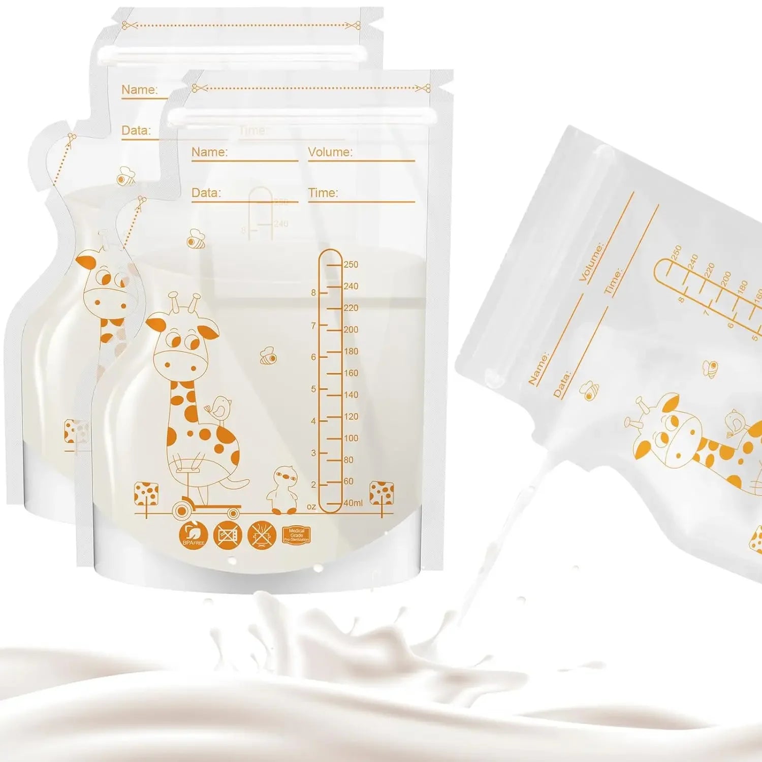 Sacos de Armazenamento de Leite Materno 250ml