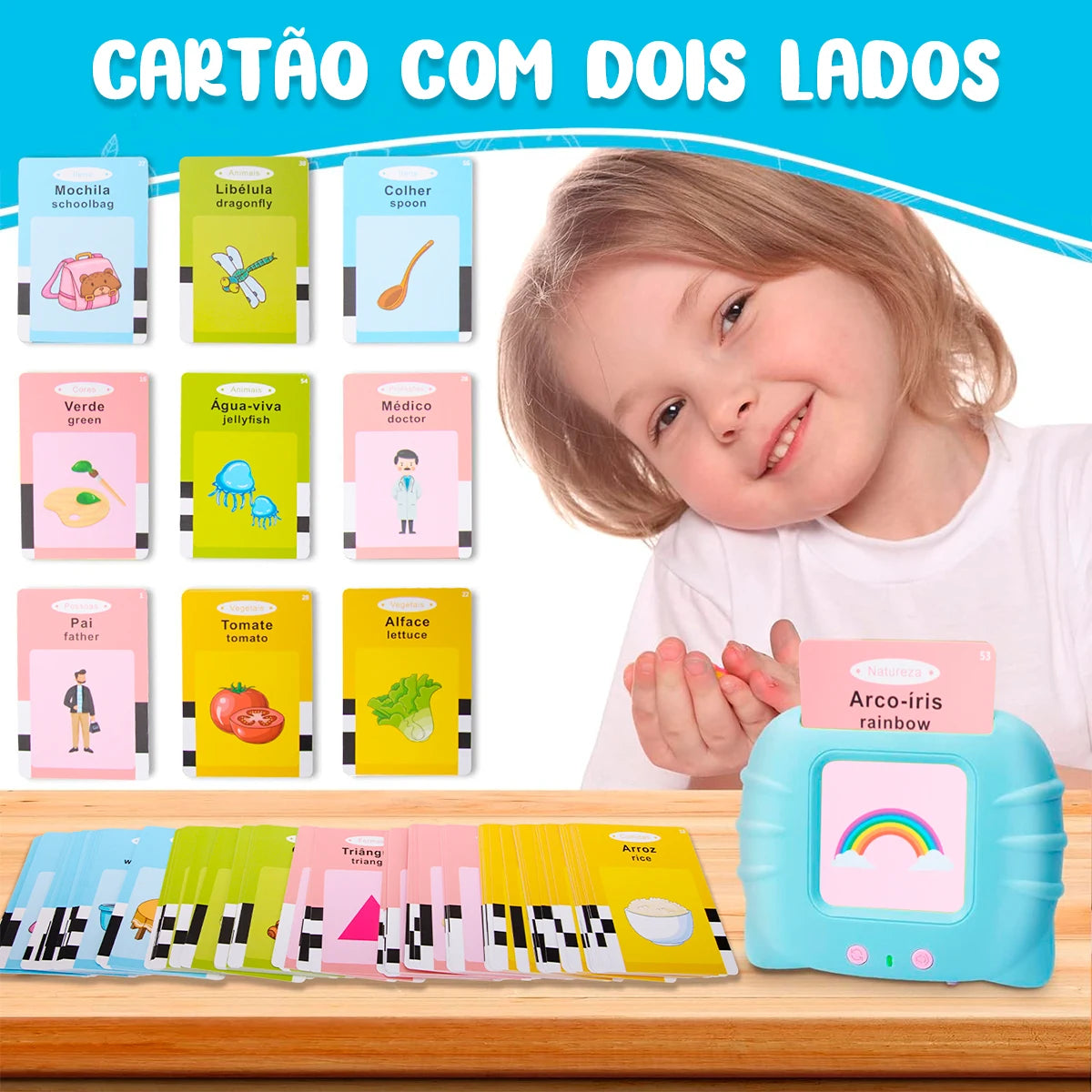 Livro Eletrônico Infantil com Cartões Interativos Bilíngue