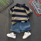 Conjunto Verão Baby Boy – Camiseta Listrada & Shorts