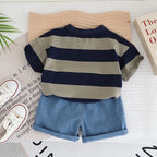 Conjunto Verão Baby Boy – Camiseta Listrada & Shorts