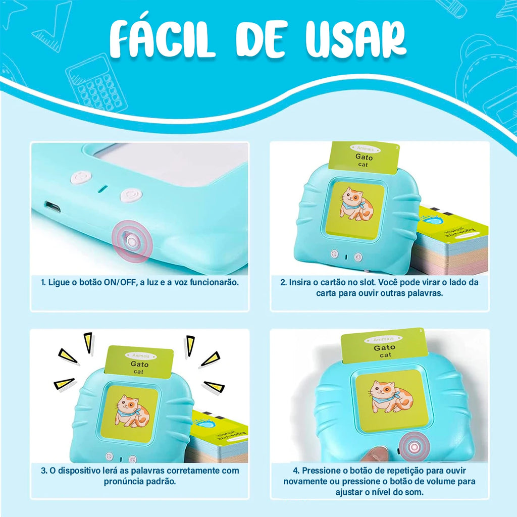 Livro Eletrônico Infantil com Cartões Interativos Bilíngue